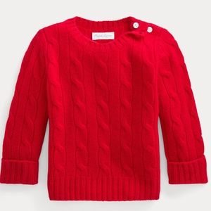 NWT - RED - Ralph Lauren Cable-Knit Cashmere Sweater